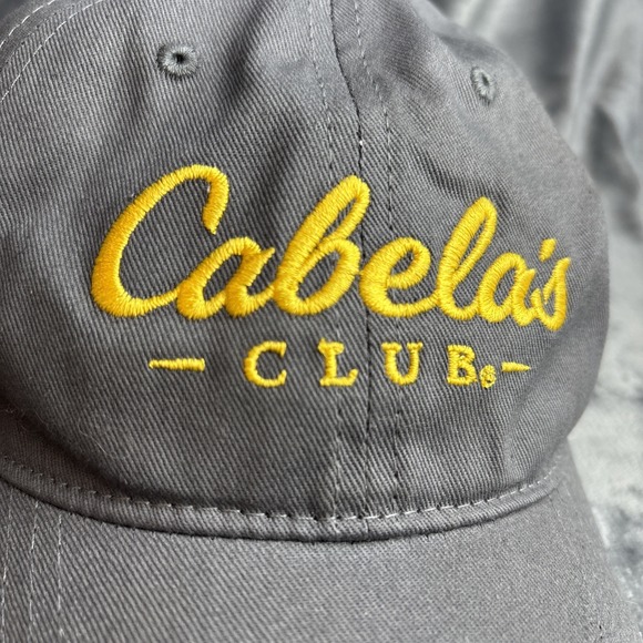 Cabelas Club Cap Hat‎ Gray Yellow Embroidered Logo Adjustable StrapBack Cotton - Picture 3 of 6